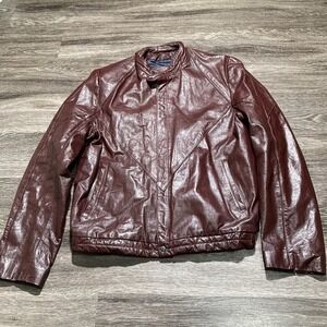 Vintage LG Real Leather Blazer Men 44 Jacket Coat Button Down Made in Brazil